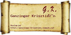 Genzinger Krisztián névjegykártya
